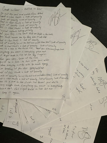 Hand Written Lyric Sheets